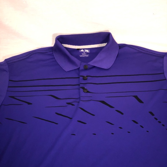 Men's Adidas Golf Striped Short Sleeve Polo Shirt Size XL Purple Black - Picture 2 of 5